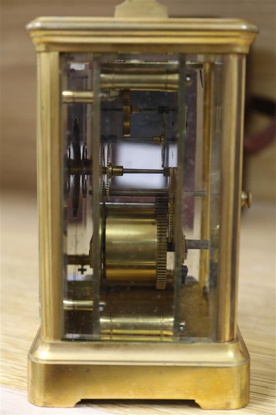 A gilt brass carriage clock, by Henri Jacot, height 13.5cm